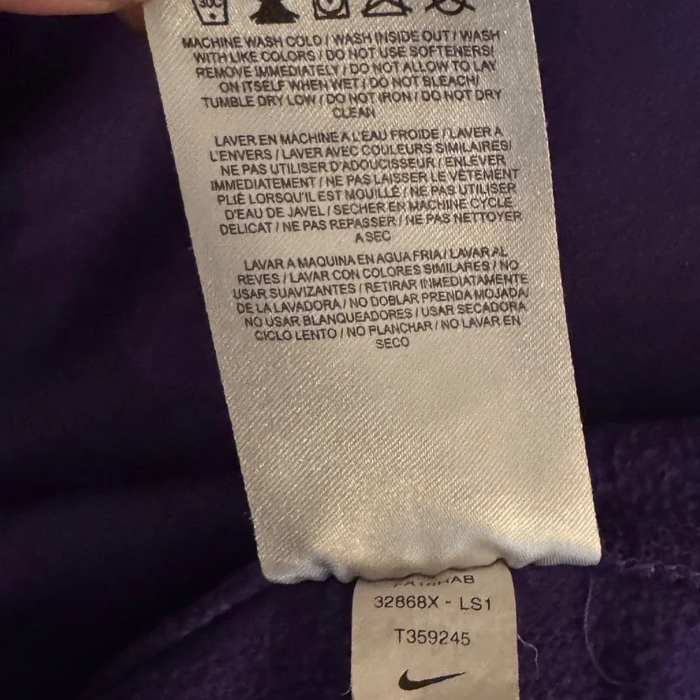 Nike LSU Tigers Therma-FIT Hoodie Mens XXL Purple Pullover Sweatshirt Game Day